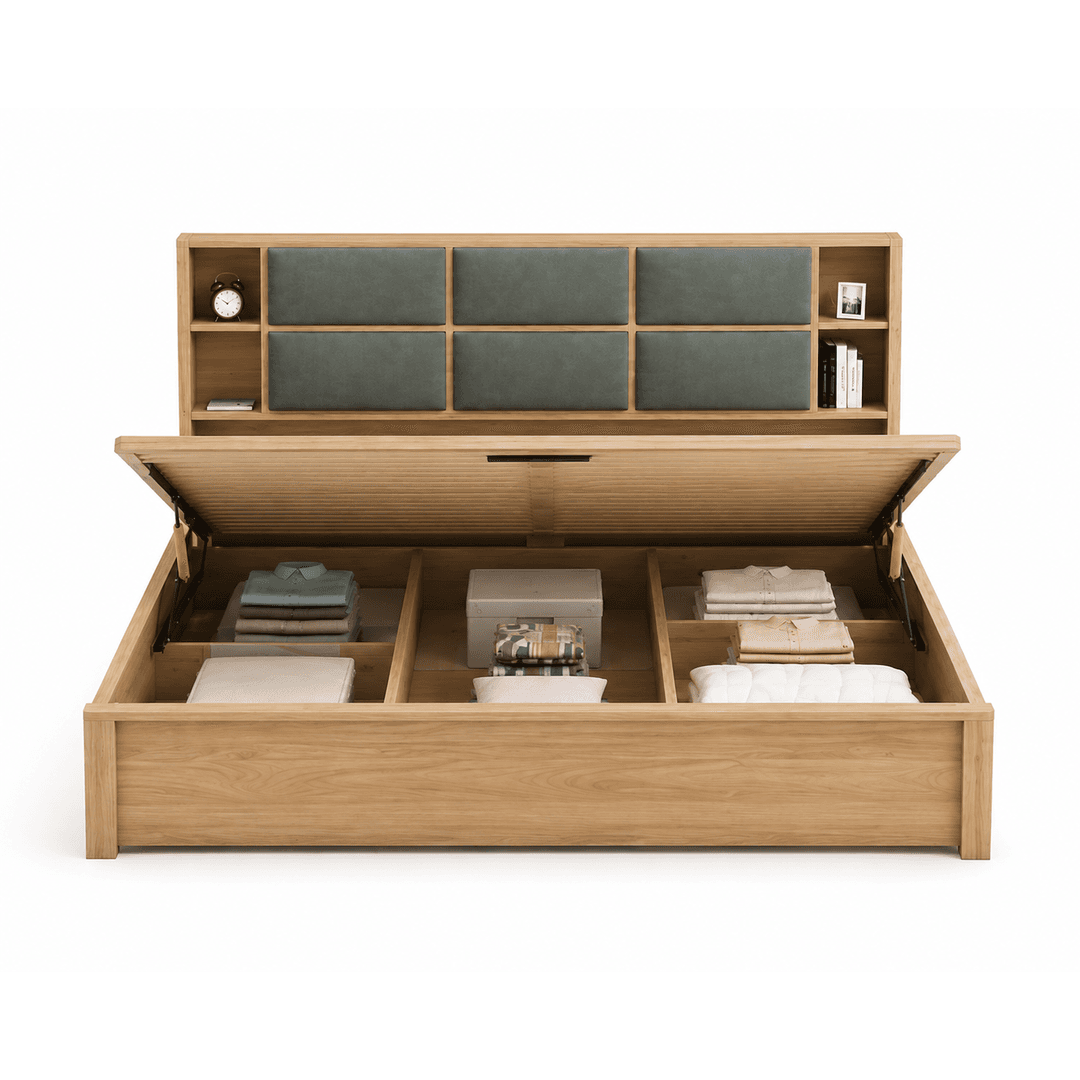 Upholstered Solid Wood Storage Bed